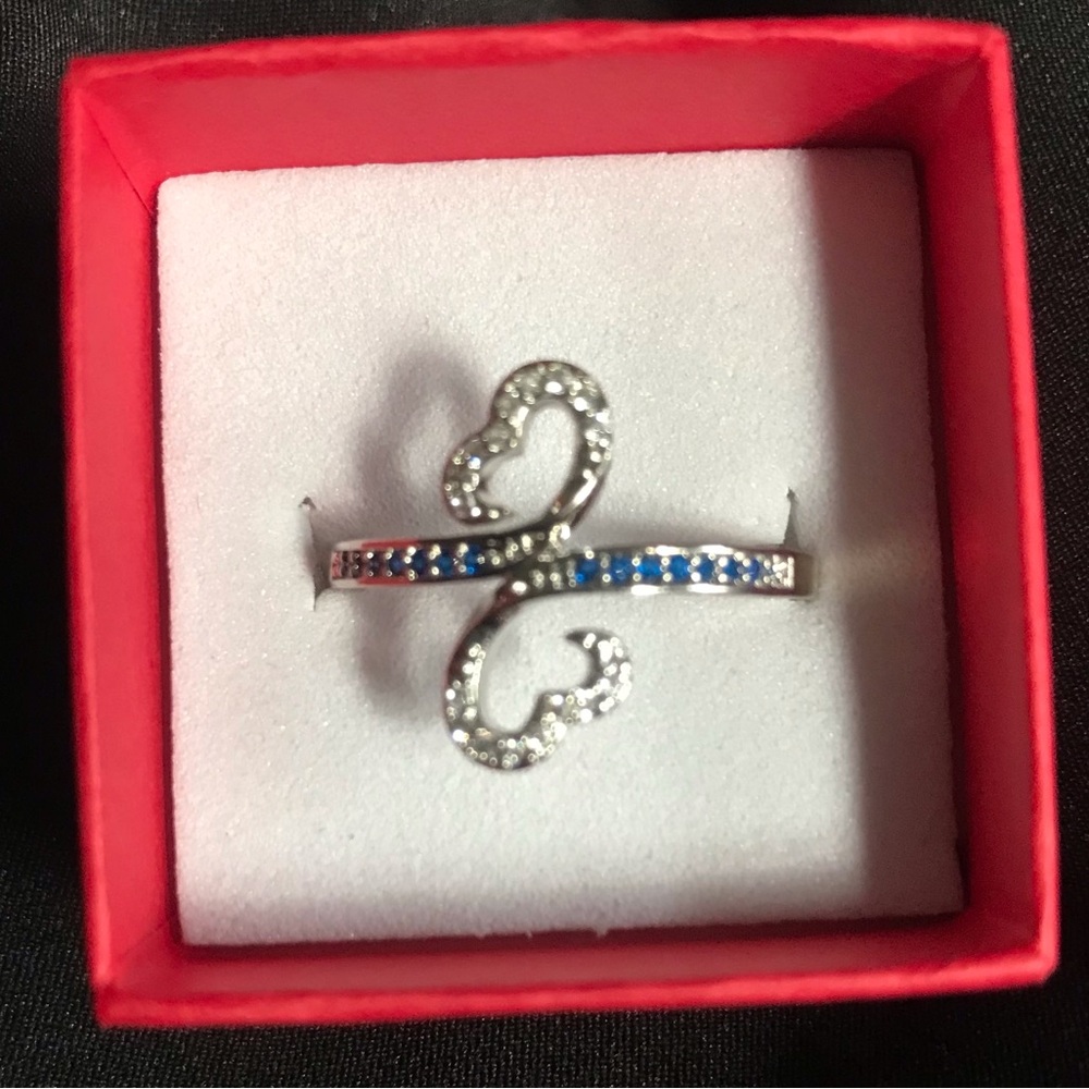 Sterling Silver and Blue sapphire Heart Ring